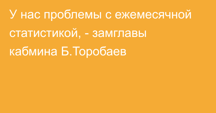 У нас проблемы с ежемесячной статистикой, - замглавы кабмина Б.Торобаев