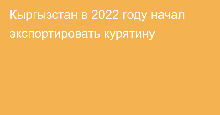 Кыргызстан в 2022 году начал экспортировать курятину