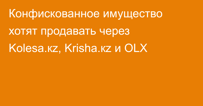 Конфискованное имущество хотят продавать через Kolesa.кz, Krisha.кz и OLX