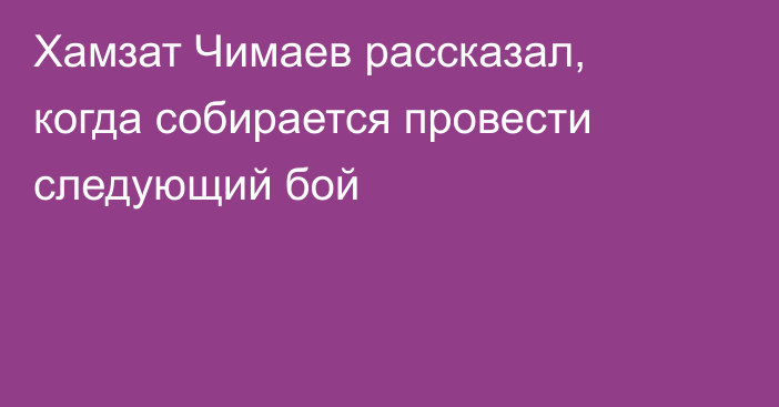 Хамзат Чимаев рассказал, когда собирается провести следующий бой