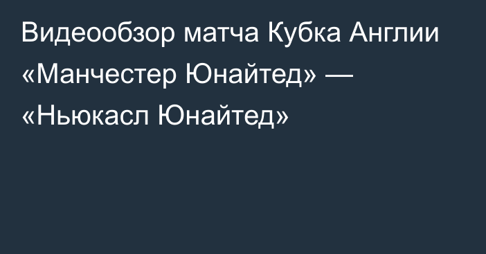 Видеообзор матча Кубка Англии «Манчестер Юнайтед» — «Ньюкасл Юнайтед»