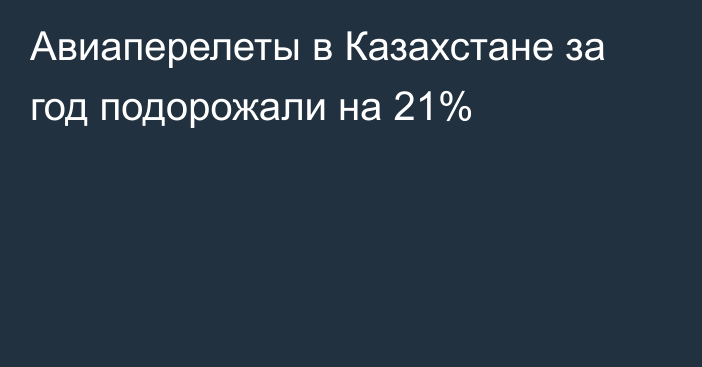 Авиаперелеты в Казахстане за год подорожали на 21%