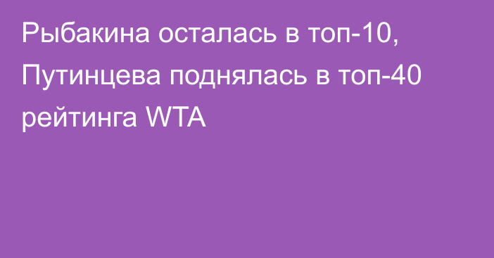Рыбакина осталась в топ-10, Путинцева поднялась в топ-40 рейтинга WTA