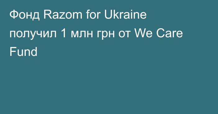 Фонд Razom for Ukraine получил 1 млн грн от We Care Fund