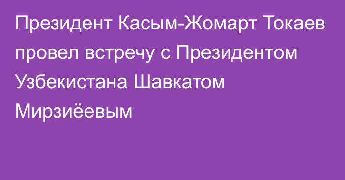 Президент Касым-Жомарт Токаев провел встречу с Президентом Узбекистана Шавкатом Мирзиёевым