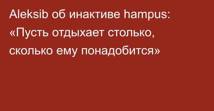 Aleksib об инактиве hampus: «Пусть отдыхает столько, сколько ему понадобится»