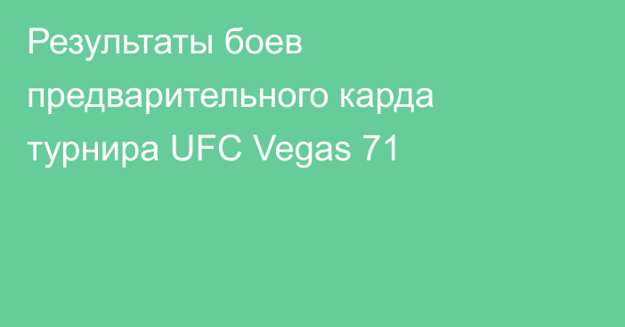 Результаты боев предварительного карда турнира UFC Vegas 71