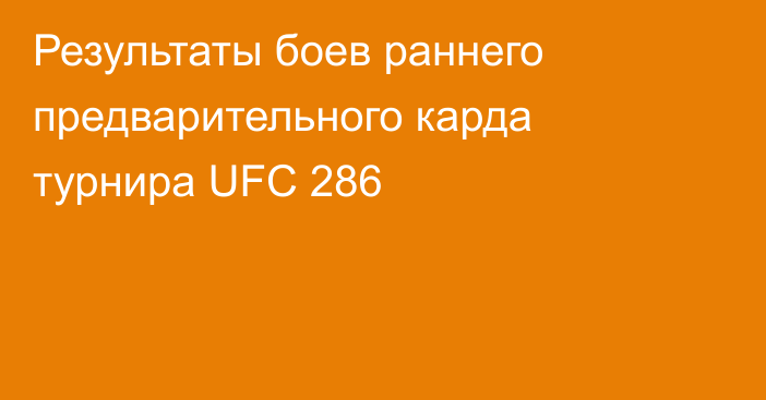 Результаты боев раннего предварительного карда турнира UFC 286