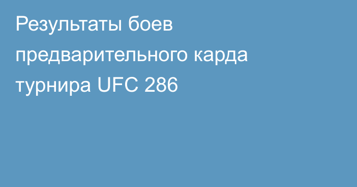 Результаты боев предварительного карда турнира UFC 286