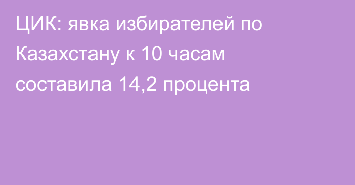 ЦИК: явка избирателей по Казахстану к 10 часам составила 14,2 процента