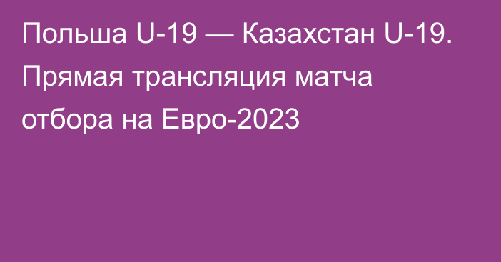 Польша U-19 — Казахстан U-19. Прямая трансляция матча отбора на Евро-2023