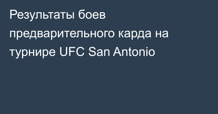 Результаты боев предварительного карда на турнире UFC San Antonio