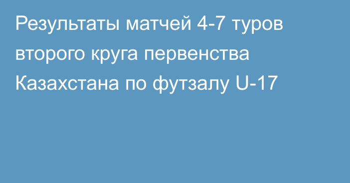 Результаты матчей 4-7 туров второго круга первенства Казахстана по футзалу U-17