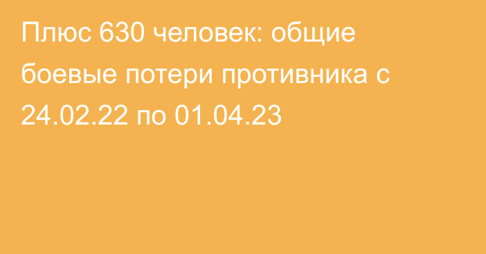 Плюс 630 человек: общие боевые потери противника с 24.02.22 по 01.04.23