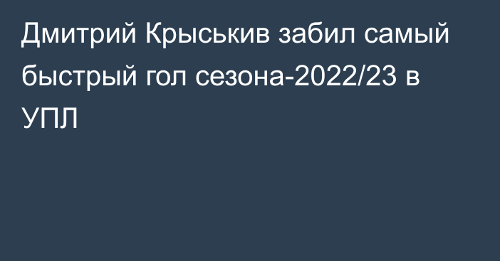 Дмитрий Крыськив забил самый быстрый гол сезона-2022/23 в УПЛ
