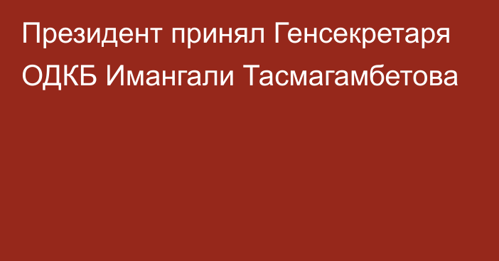 Президент принял Генсекретаря ОДКБ Имангали Тасмагамбетова