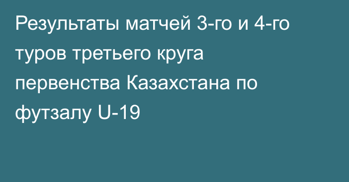 Результаты матчей 3-го и 4-го туров третьего круга первенства Казахстана по футзалу U-19