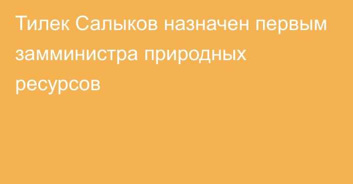 Тилек Салыков назначен первым замминистра природных ресурсов