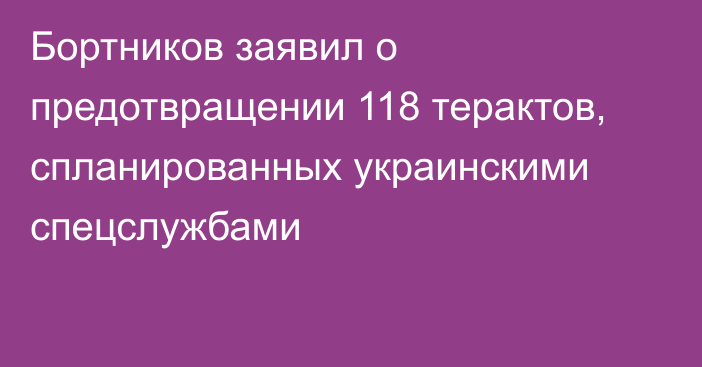 Бортников заявил о предотвращении 118 терактов, спланированных украинскими спецслужбами
