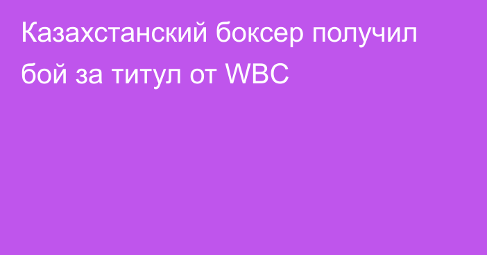 Казахстанский боксер получил бой за титул от WBC