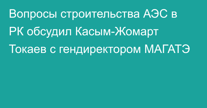 Вопросы строительства АЭС в РК обсудил Касым-Жомарт Токаев с гендиректором МАГАТЭ