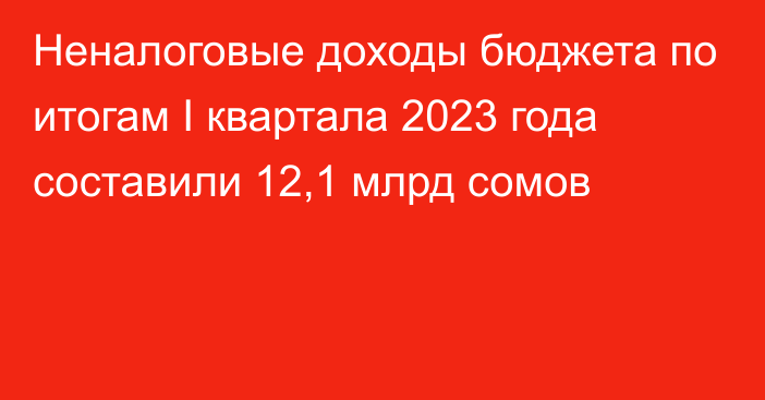 Неналоговые доходы бюджета по итогам I квартала 2023 года составили 12,1 млрд сомов