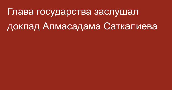 Глава государства заслушал доклад Алмасадама Саткалиева