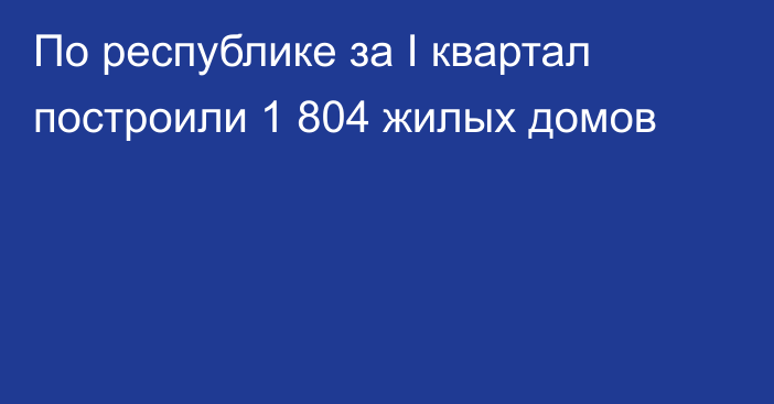 По республике за I квартал построили 1 804 жилых домов