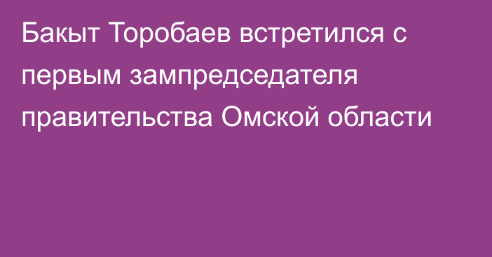 Бакыт Торобаев  встретился с первым зампредседателя правительства Омской области