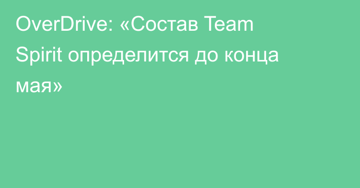 OverDrive: «Состав Team Spirit определится до конца мая»