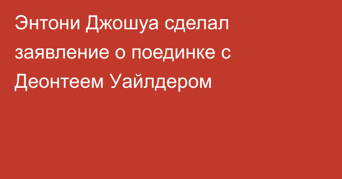 Энтони Джошуа сделал заявление о поединке с Деонтеем Уайлдером