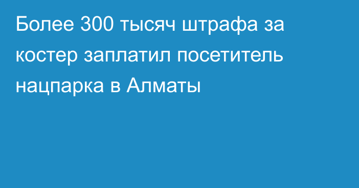 Более 300 тысяч штрафа за костер заплатил посетитель нацпарка в Алматы