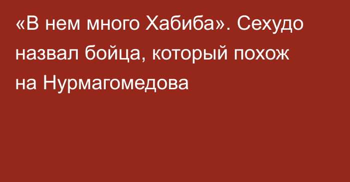 «В нем много Хабиба». Сехудо назвал бойца, который похож на Нурмагомедова