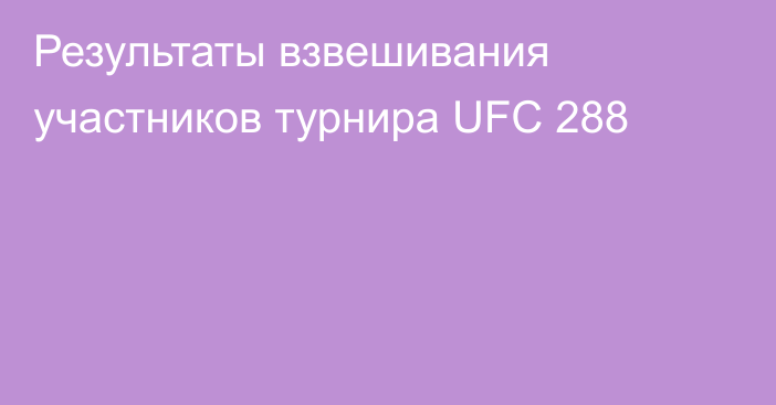 Результаты взвешивания участников турнира UFC 288