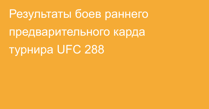 Результаты боев раннего предварительного карда турнира UFC 288