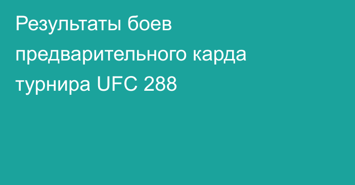 Результаты боев предварительного карда турнира UFC 288