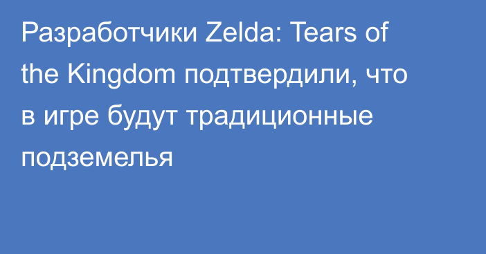 Разработчики Zelda: Tears of the Kingdom подтвердили, что в игре будут традиционные подземелья