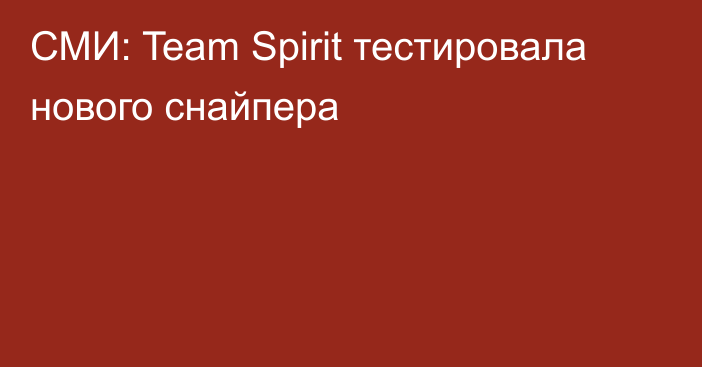 СМИ: Team Spirit тестировала нового снайпера
