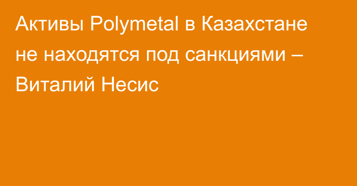 Активы Polymetal в Казахстане не находятся под санкциями – Виталий Несис