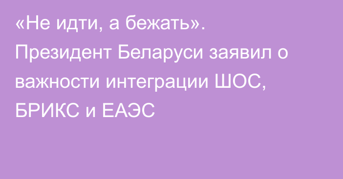 «Не идти, а бежать». Президент Беларуси заявил о важности интеграции ШОС, БРИКС и ЕАЭС