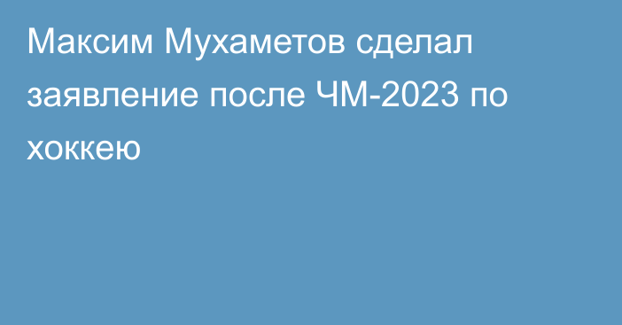 Максим Мухаметов сделал заявление после ЧМ-2023 по хоккею