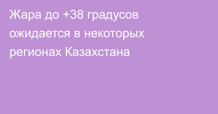 Жара до +38 градусов ожидается в некоторых регионах Казахстана