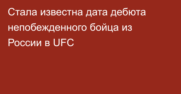 Стала известна дата дебюта непобежденного бойца из России в UFC