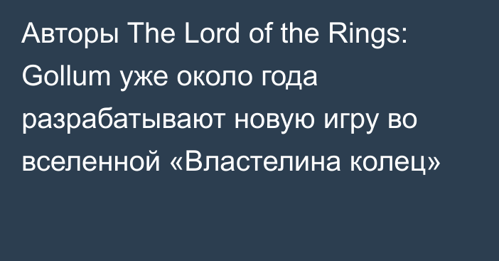 Авторы The Lord of the Rings: Gollum уже около года разрабатывают новую игру во вселенной «Властелина колец»