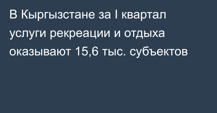 В Кыргызстане за I квартал услуги рекреации и отдыха оказывают 15,6 тыс. субъектов