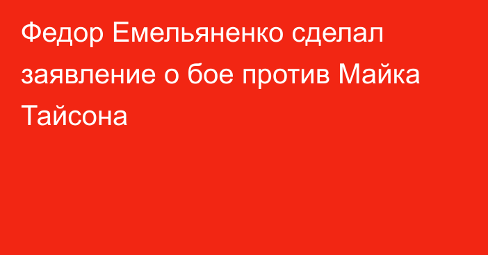 Федор Емельяненко сделал заявление о бое против Майка Тайсона