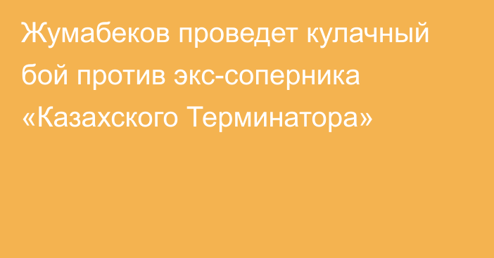 Жумабеков проведет кулачный бой против экс-соперника «Казахского Терминатора»