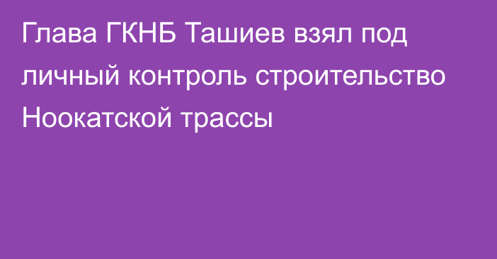 Глава ГКНБ Ташиев взял под личный контроль строительство Ноокатской трассы