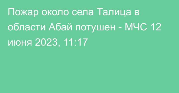 Пожар около села Талица в области Абай потушен - МЧС
                12 июня 2023, 11:17
