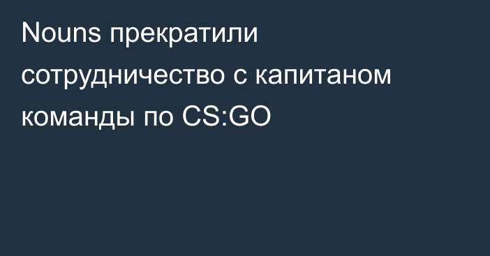 Nouns прекратили сотрудничество с капитаном команды по CS:GO